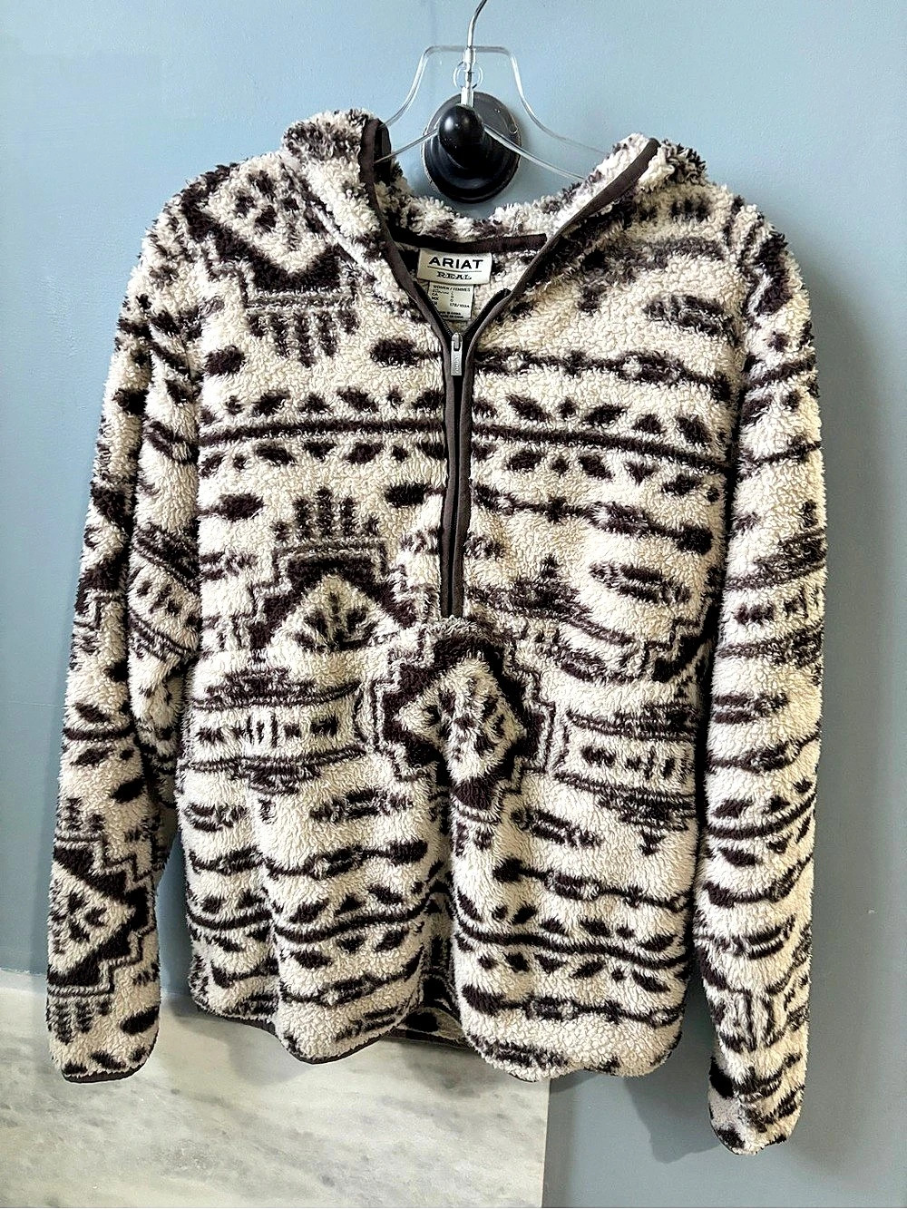 Ariat REAL Berber 1/4 Zip Pullover Fleece – Women’s L – Aztec Print